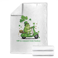 Funny Irish Frog Off To Commit Foolery Throw Blanket St Patricks Day Gift