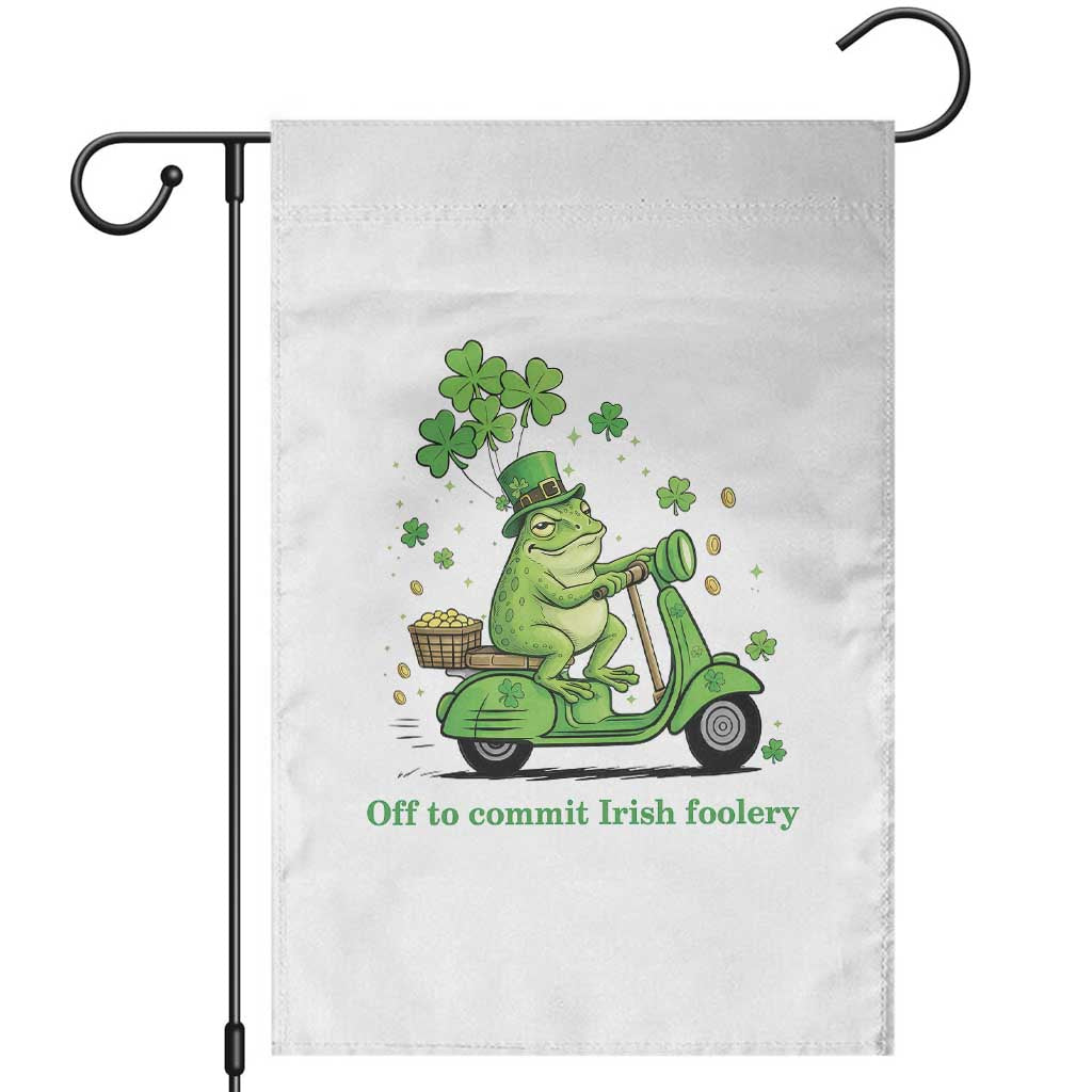 Funny Irish Frog Off To Commit Foolery Garden Flag St Patricks Day Gift