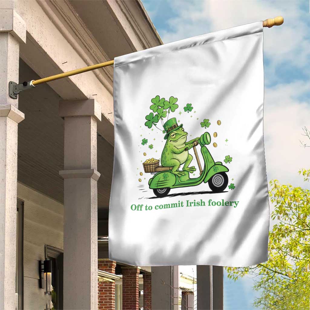Funny Irish Frog Off To Commit Foolery Garden Flag St Patricks Day Gift