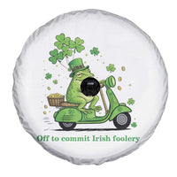 Funny Irish Frog Off To Commit Foolery Spare Tire Cover St Patricks Day Gift