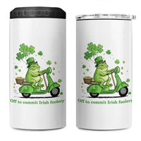 Funny Irish Frog Off To Commit Foolery 4 in 1 Can Cooler Tumbler St Patricks Day Gift