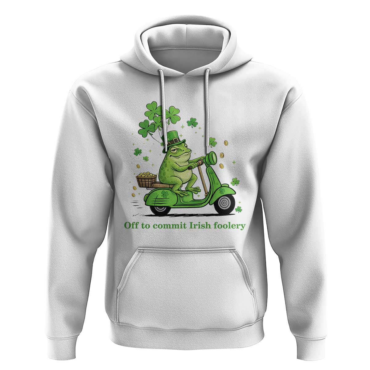 Funny Irish Frog Off To Commit Foolery Hoodie St Patricks Day Gift