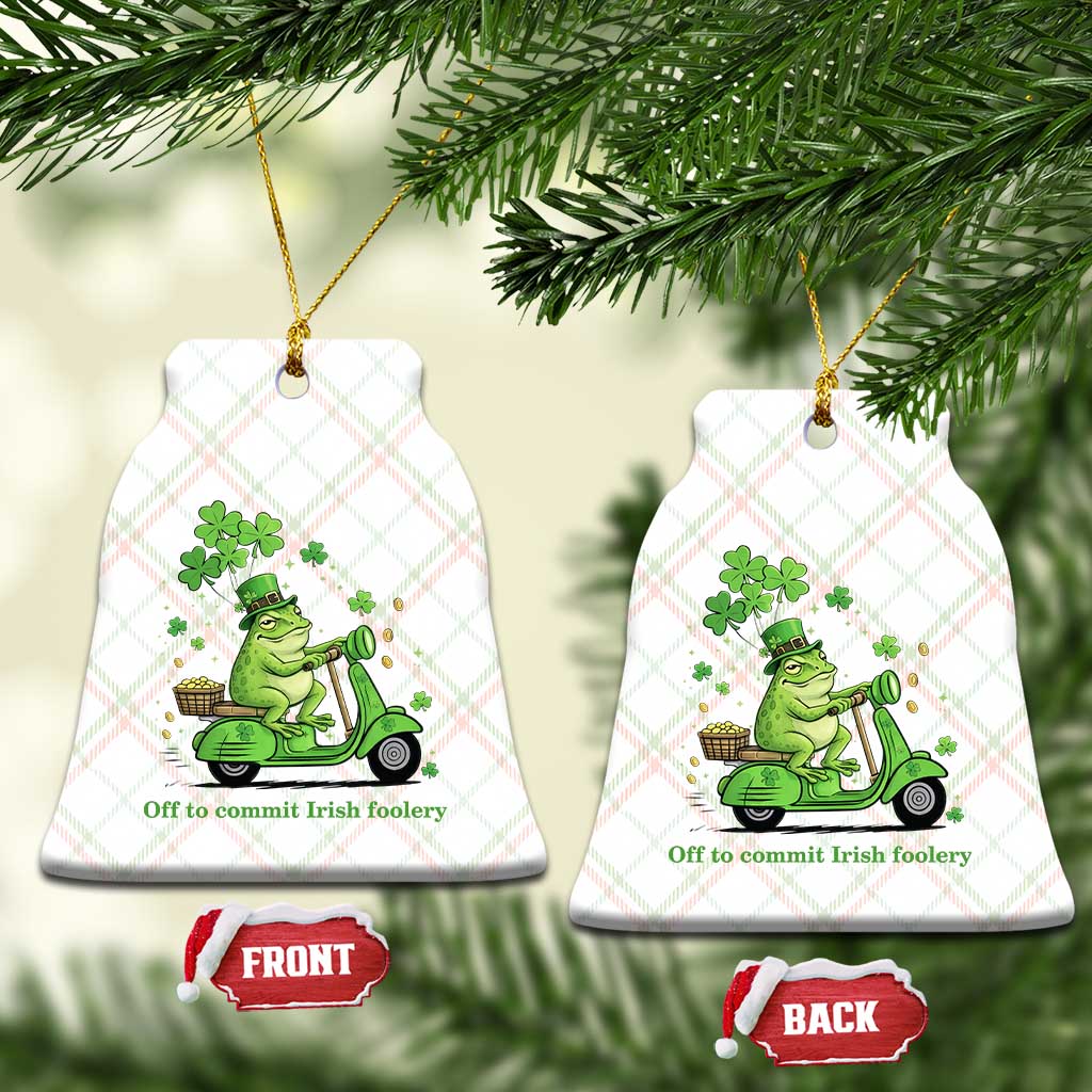 Funny Irish Frog Off To Commit Foolery Ceramic Ornament St Patricks Day Gift