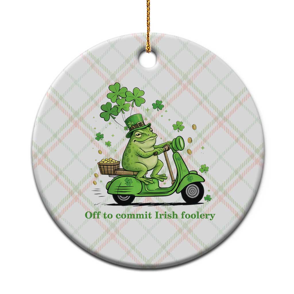 Funny Irish Frog Off To Commit Foolery Ceramic Ornament St Patricks Day Gift