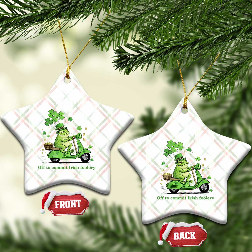 Funny Irish Frog Off To Commit Foolery Ceramic Ornament St Patricks Day Gift