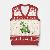 Funny Irish Frog Off To Commit Foolery V-Neck Knit Sweater Vest St Patricks Day Gift