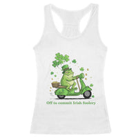 Funny Irish Frog Off To Commit Foolery Racerback Tank Top St Patricks Day Gift