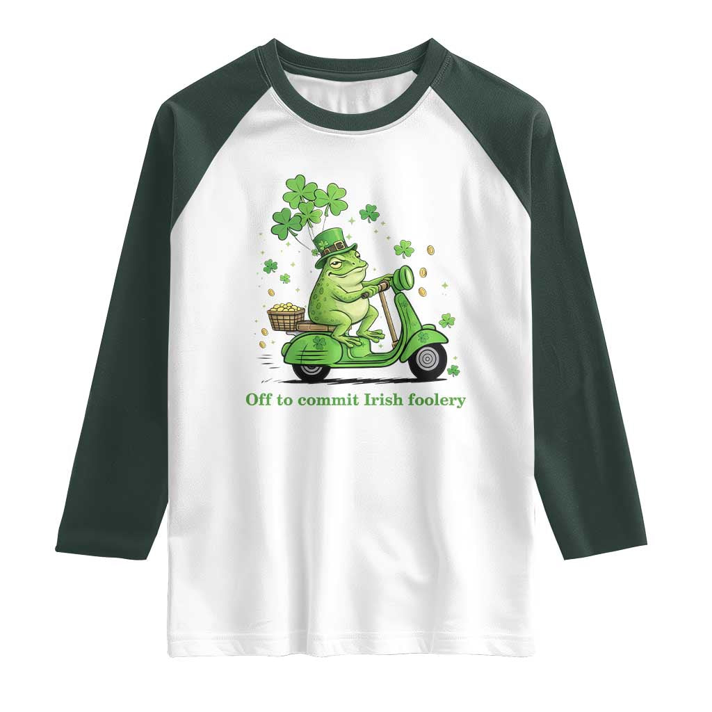 Funny Irish Frog Off To Commit Foolery Raglan Shirt St Patricks Day Gift