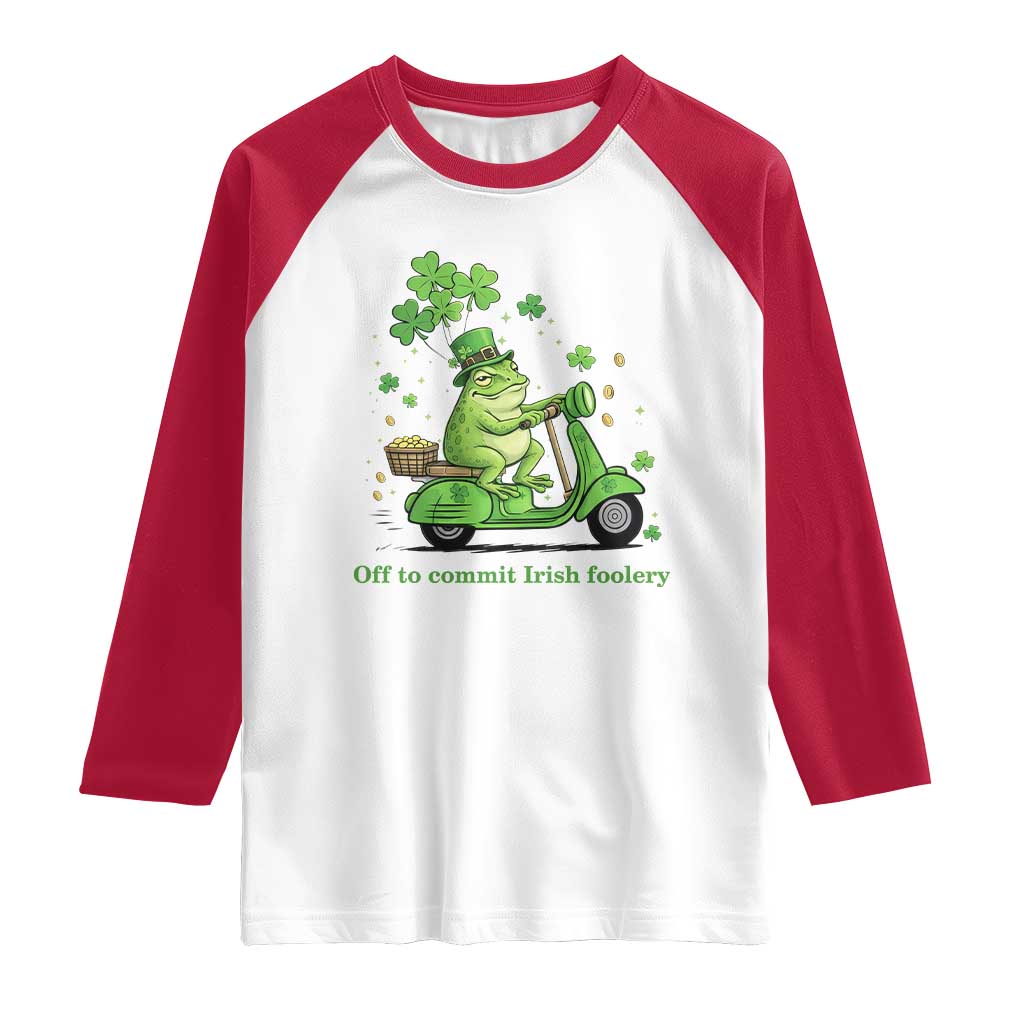 Funny Irish Frog Off To Commit Foolery Raglan Shirt St Patricks Day Gift