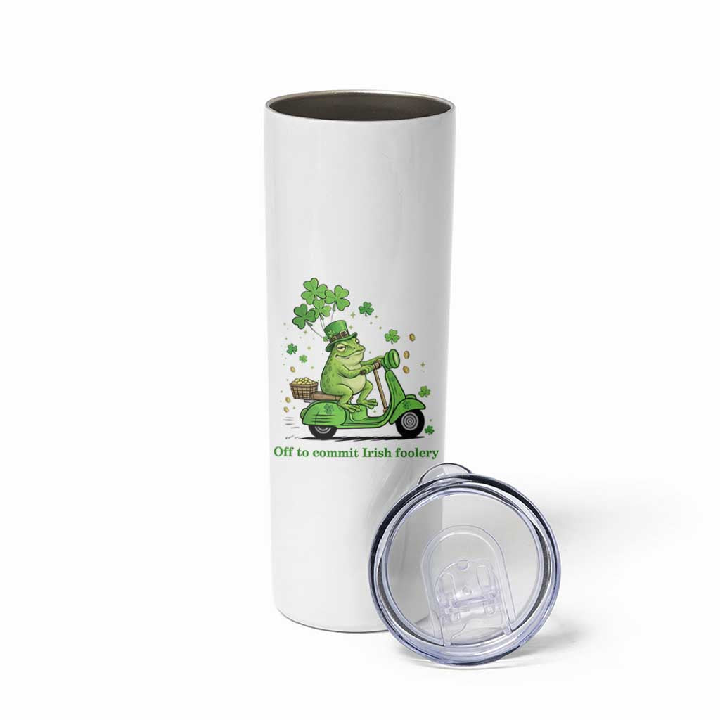 Funny Irish Frog Off To Commit Foolery Skinny Tumbler St Patricks Day Gift