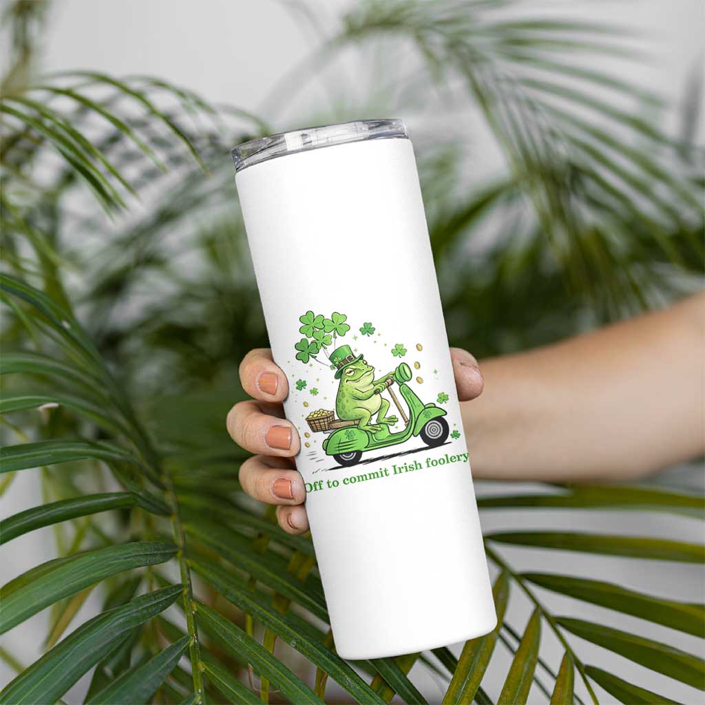 Funny Irish Frog Off To Commit Foolery Skinny Tumbler St Patricks Day Gift