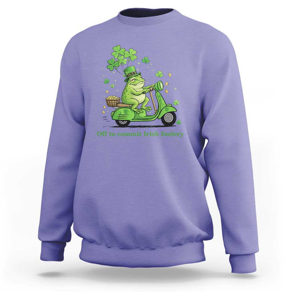 Funny Irish Frog Off To Commit Foolery Sweatshirt St Patricks Day Gift