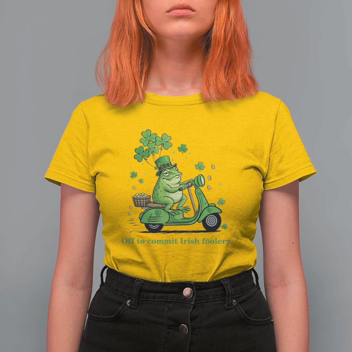 Funny Irish Frog Off To Commit Foolery T Shirt For Women St Patricks Day Gift