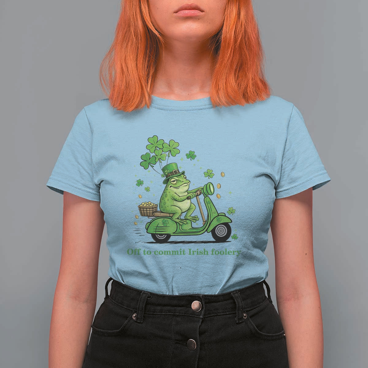 Funny Irish Frog Off To Commit Foolery T Shirt For Women St Patricks Day Gift