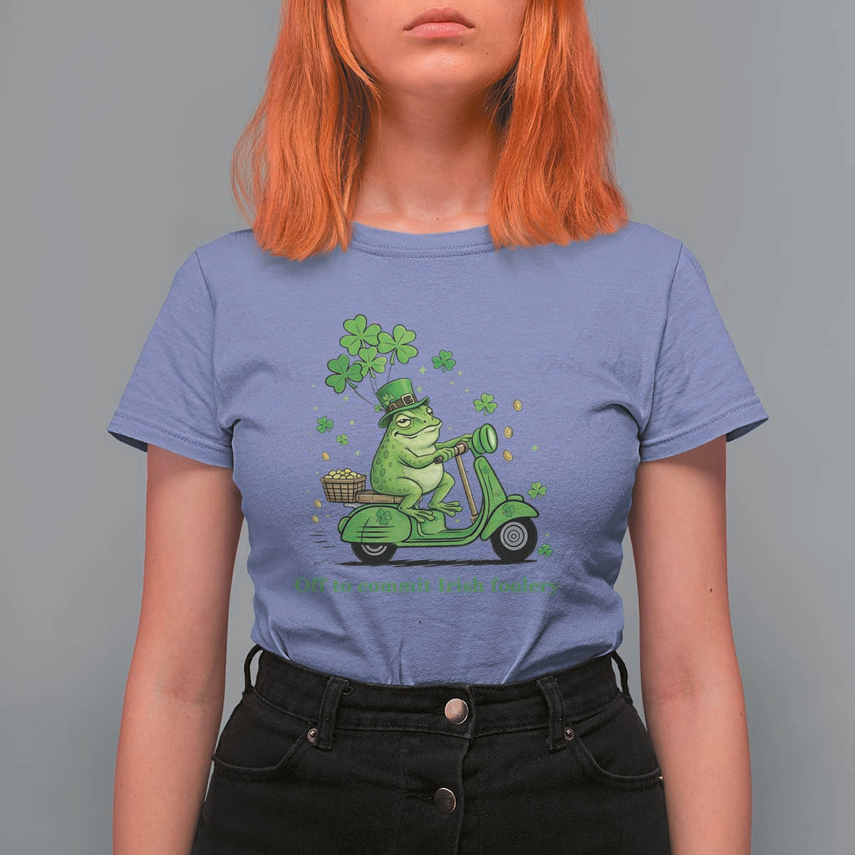 Funny Irish Frog Off To Commit Foolery T Shirt For Women St Patricks Day Gift