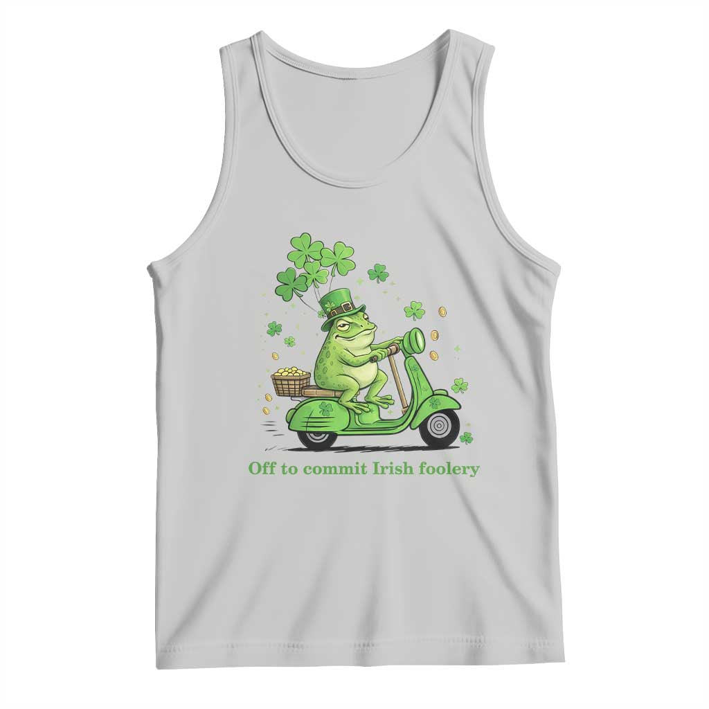 Funny Irish Frog Off To Commit Foolery Tank Top St Patricks Day Gift