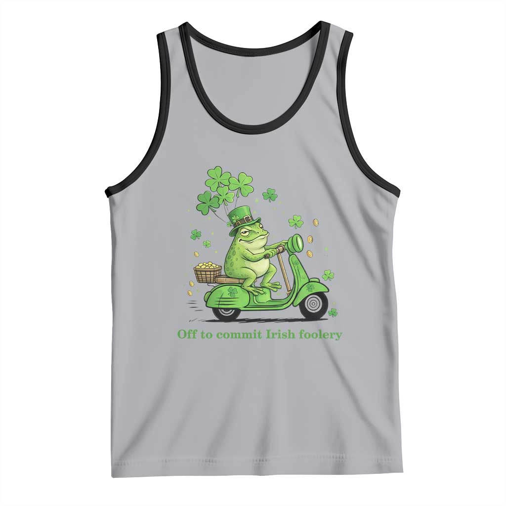 Funny Irish Frog Off To Commit Foolery Tank Top St Patricks Day Gift