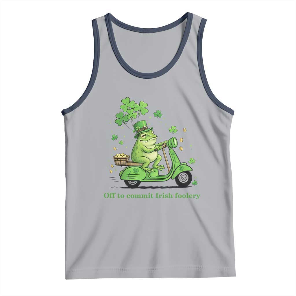 Funny Irish Frog Off To Commit Foolery Tank Top St Patricks Day Gift