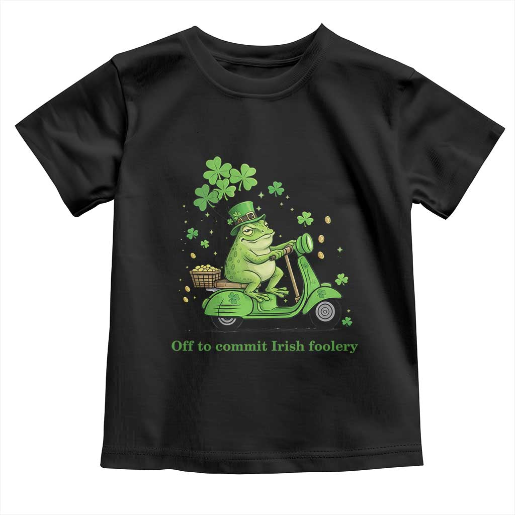 Funny Irish Frog Off To Commit Foolery Toddler T Shirt St Patricks Day Gift