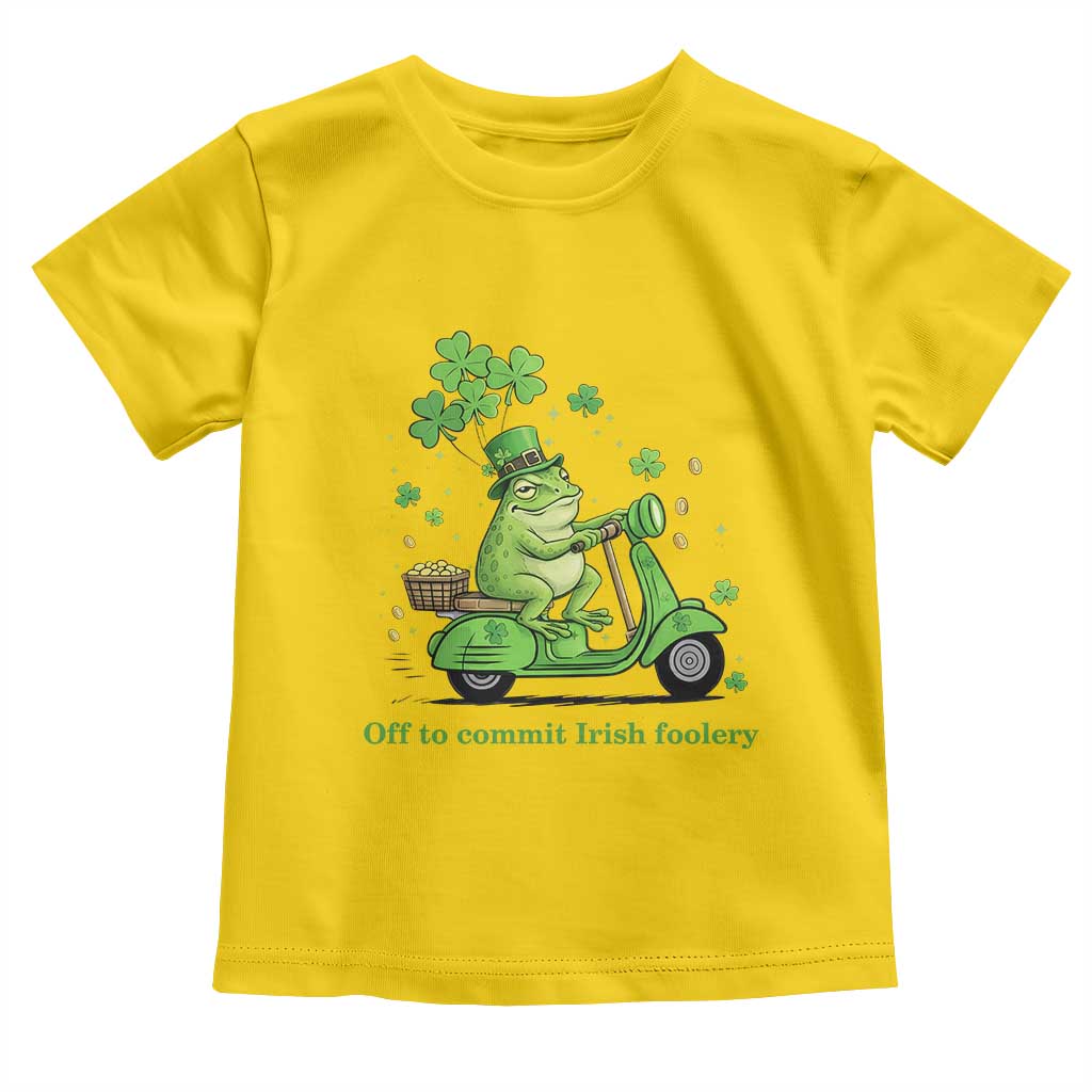 Funny Irish Frog Off To Commit Foolery Toddler T Shirt St Patricks Day Gift