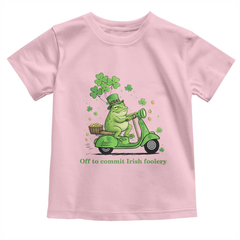 Funny Irish Frog Off To Commit Foolery Toddler T Shirt St Patricks Day Gift