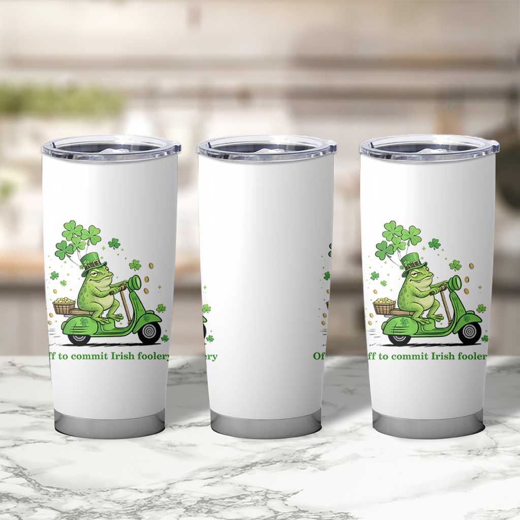 Funny Irish Frog Off To Commit Foolery Tumbler Cup St Patricks Day Gift