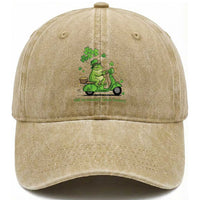 Funny Irish Frog Off To Commit Foolery Washed Cotton Baseball Cap St Patricks Day Gift