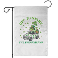 Off To Start The Shenanigans Garden Flag St Patricks Day Frog