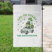 Off To Start The Shenanigans Garden Flag St Patricks Day Frog