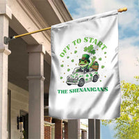 Off To Start The Shenanigans Garden Flag St Patricks Day Frog
