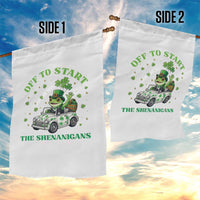 Off To Start The Shenanigans Garden Flag St Patricks Day Frog