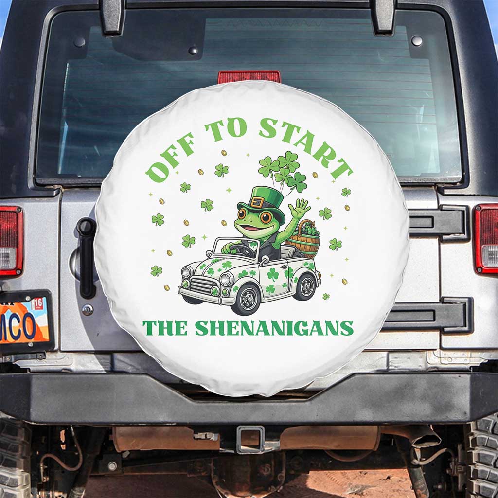Off To Start The Shenanigans Spare Tire Cover St Patricks Day Frog