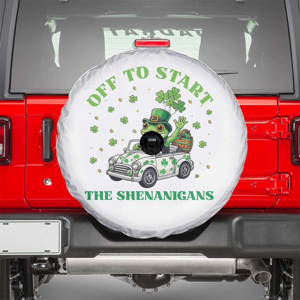 Off To Start The Shenanigans Spare Tire Cover St Patricks Day Frog