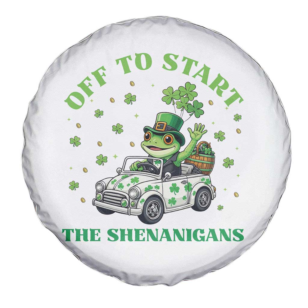 Off To Start The Shenanigans Spare Tire Cover St Patricks Day Frog