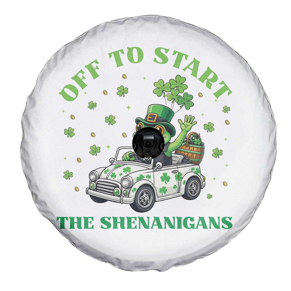 Off To Start The Shenanigans Spare Tire Cover St Patricks Day Frog