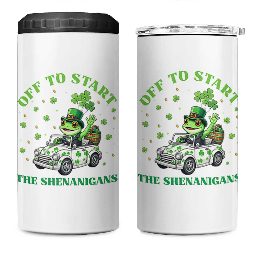Off To Start The Shenanigans 4 in 1 Can Cooler Tumbler St Patricks Day Frog