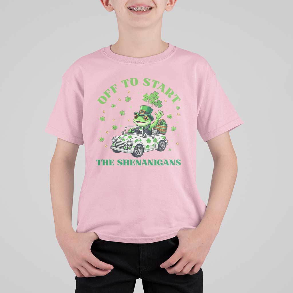Off To Start The Shenanigans T Shirt For Kid St Patricks Day Frog