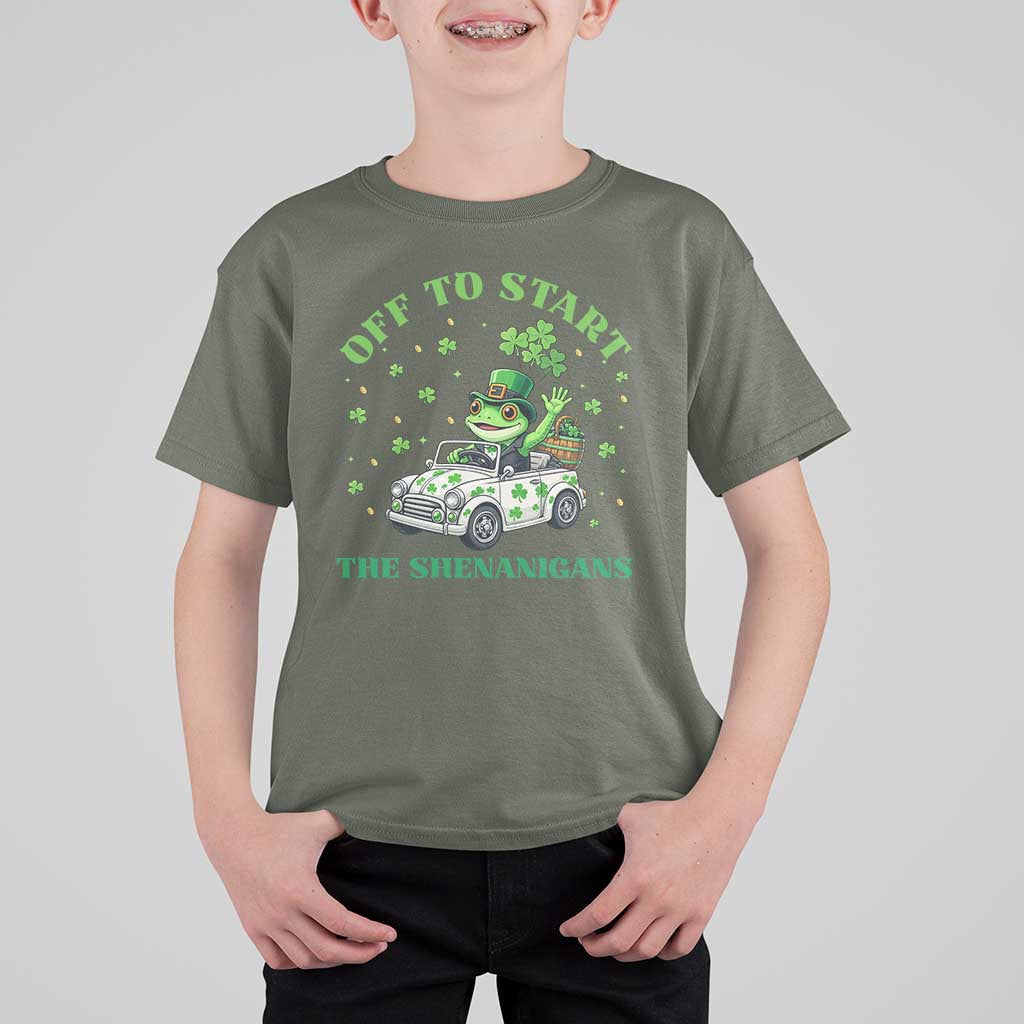 Off To Start The Shenanigans T Shirt For Kid St Patricks Day Frog