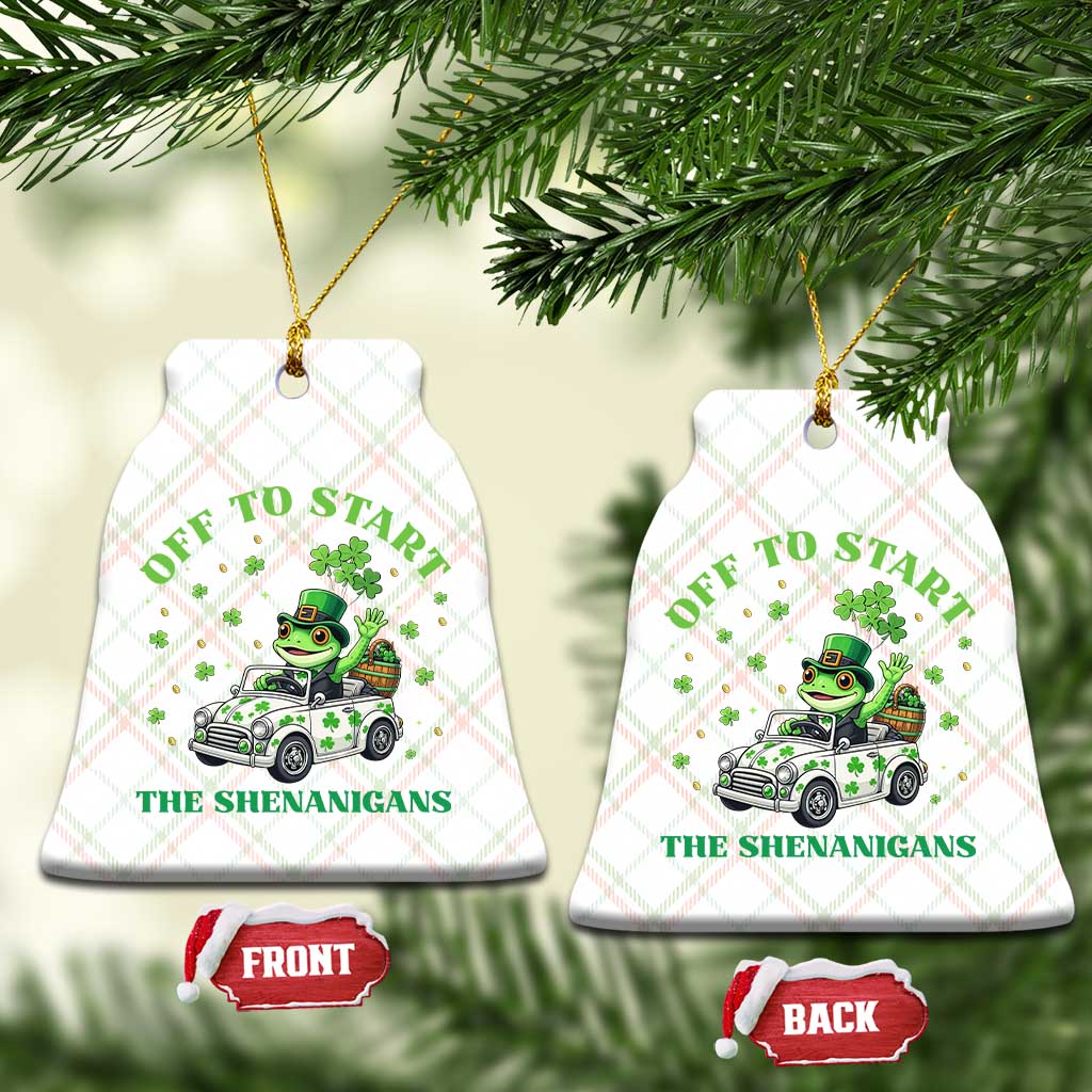 Off To Start The Shenanigans Ceramic Ornament St Patricks Day Frog