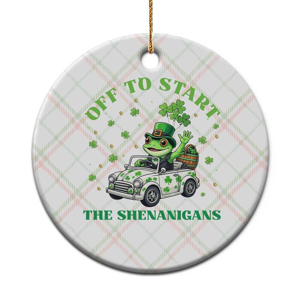 Off To Start The Shenanigans Ceramic Ornament St Patricks Day Frog