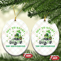 Off To Start The Shenanigans Ceramic Ornament St Patricks Day Frog