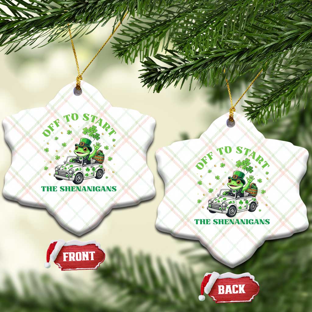 Off To Start The Shenanigans Ceramic Ornament St Patricks Day Frog