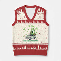 Off To Start The Shenanigans V-Neck Knit Sweater Vest St Patricks Day Frog