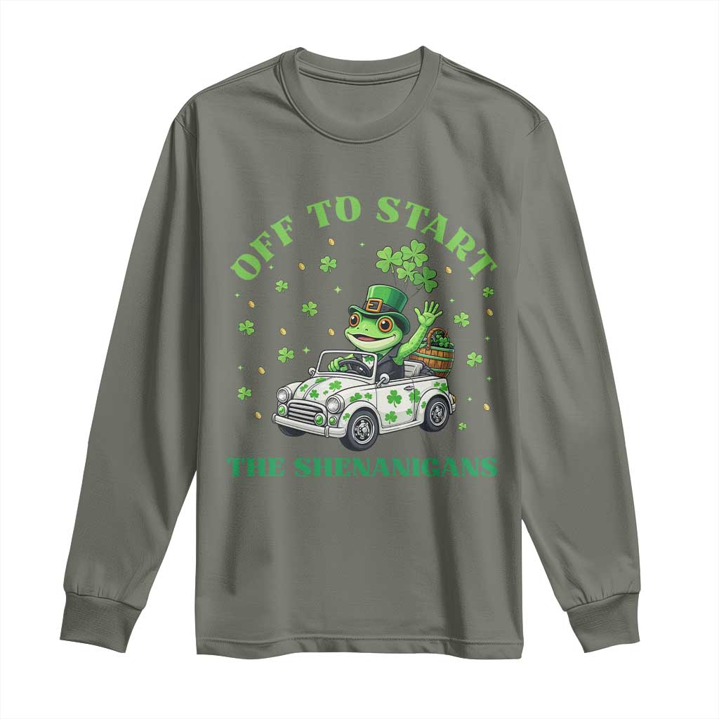 Off To Start The Shenanigans Long Sleeve Shirt St Patricks Day Frog