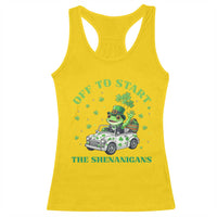 Off To Start The Shenanigans Racerback Tank Top St Patricks Day Frog