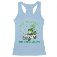 Off To Start The Shenanigans Racerback Tank Top St Patricks Day Frog
