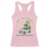 Off To Start The Shenanigans Racerback Tank Top St Patricks Day Frog