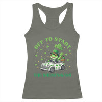 Off To Start The Shenanigans Racerback Tank Top St Patricks Day Frog