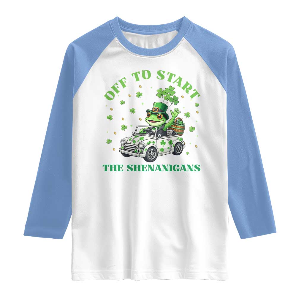 Off To Start The Shenanigans Raglan Shirt St Patricks Day Frog
