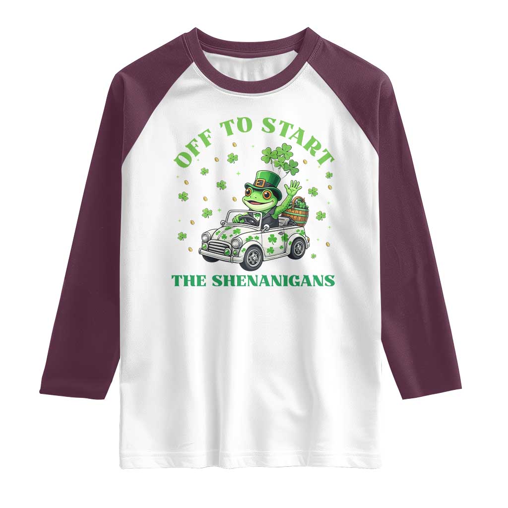 Off To Start The Shenanigans Raglan Shirt St Patricks Day Frog